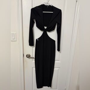Dynamite Black Long Sleeve Cutout Maxi Dress
